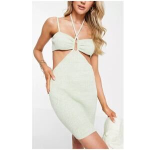 New ~ 4TH & RECKLESS ~ Sicily Cut-Out Halter Knitted Mini Dress Size M VISCOSE